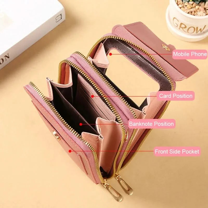 Touch Screen Cell Phone Messenger Bags Women Purse and Handbag Mini Shoulder Bag Pink Small Hand Bag Crossbody for Women  bolsos - M & M Global