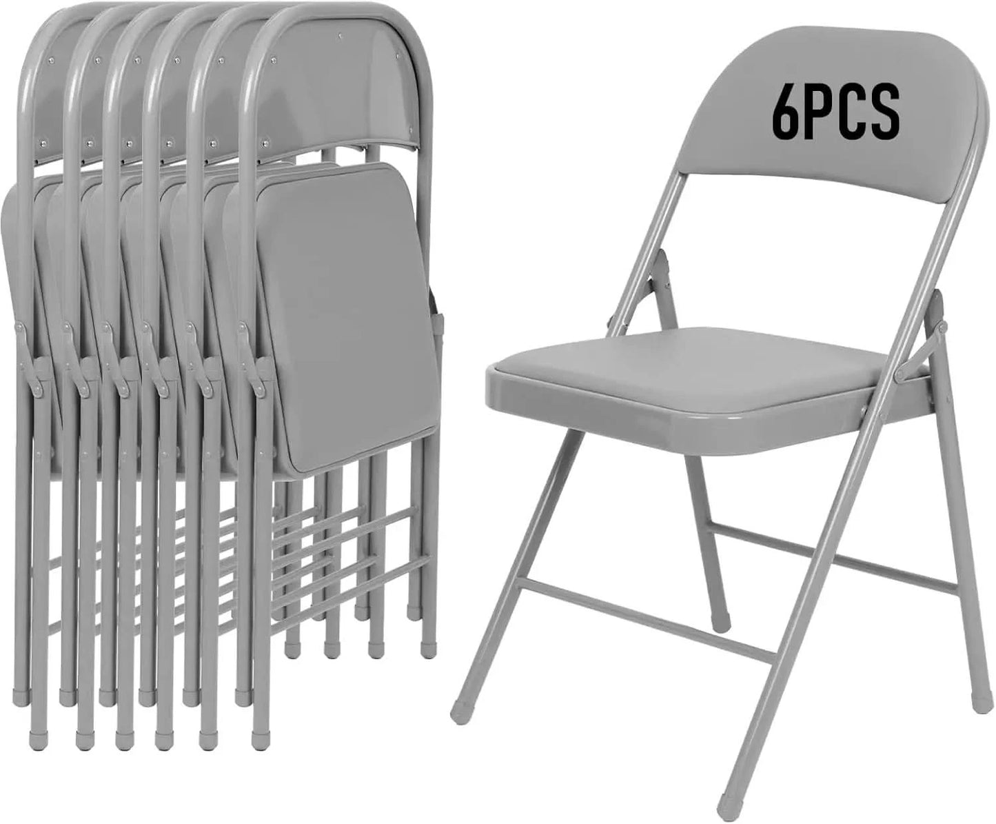 6 Pack Folding Chairs, Fabric Dining Chair Set with Padded Cushion, Indoor Outdoor Folding Chairs Seat for Home Office Events