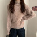 2025 Winter Imitate Mink Wool Hot Fleecing Female Turtleneck Elastic Casual Sweater Women Knitted Tops Pullovers Soft  Warm