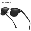 Classic Half Frame Polarized Sunglasses Men Women Retro Rivet Small Sun Glasses Male Popular Black Anti Glare Travelling Shades - M & M Global