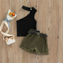 1-5 Years Infant Girl Casual Set Tanks Tops + Shorts + Waist Bag Pockets Decoration Casual Style Girls Summer Clothing Set - M & M Global