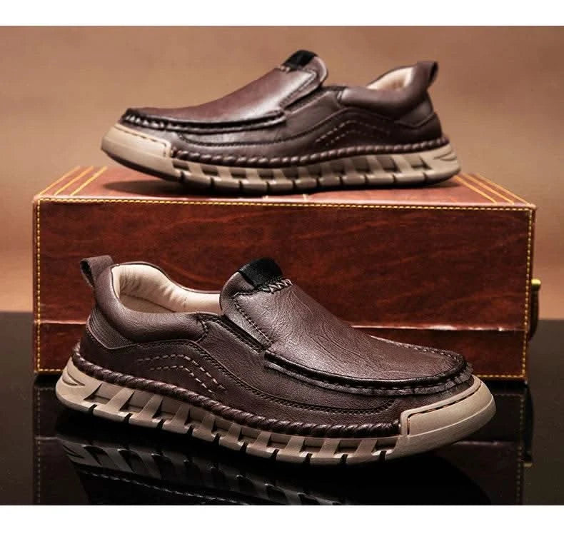 2024 Retro Loafer Genuine Split Leather Classic Shoes Sewing Comfortable Men Casual Slip-on Club Party Shoe Spring Summer - M & M Global