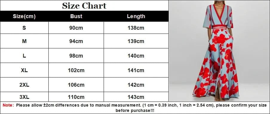 Spring Summer Women Fashion V Neck Belted Party Long Dress Sexy Printing  Boho Maxi Dresses Short Sleeve Pocket Femlae Holiday - M & M Global