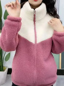 Korean Style Loose Thickened Patchwork Cotton Jacket Autumn Winter Women's Fashion Student Lamb Velvet Coat Casual Outerwear