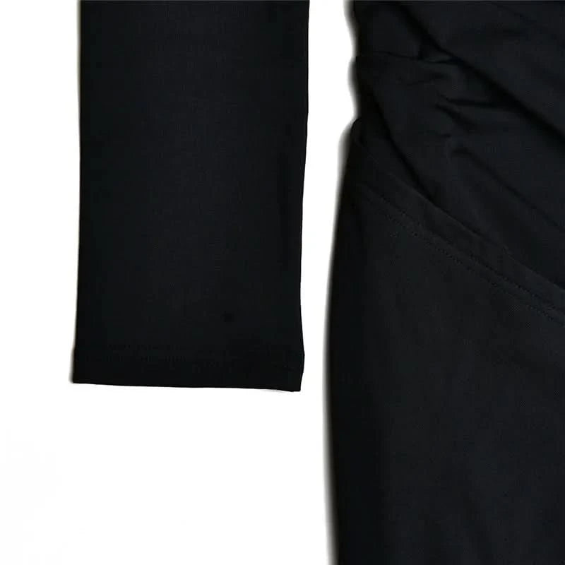 Mozision Oblique Shoulder Thigh High Split Maxi Dress Women Long Sleeve Backless Bodycon Sexy Club Party Long Dress Vestidos - M & M Global