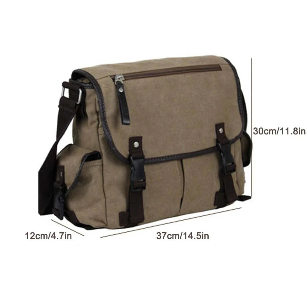 Classic Men Shoulder Bag Men's New Canvas Messenger Bag Outdoor Leisure Travel Multi Pockets Satchel Handbags Men's Designer Bag - M & M Global