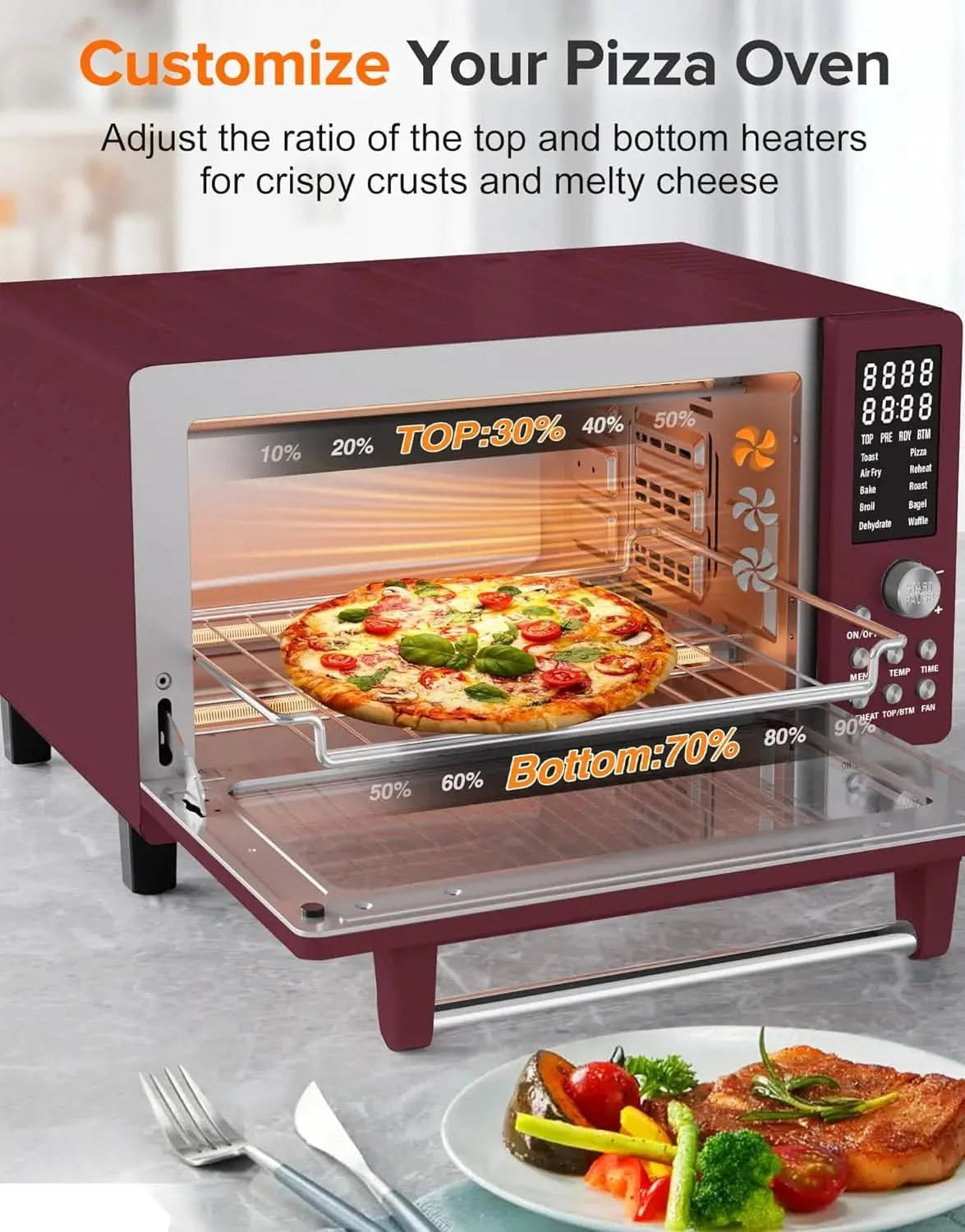 Bravo Pro Smart Air Fryer Toaster Oven Combo, 12-in-1 Functions with Quicker & Even Crisp Technology, 1800W, 50-450°F, PFAS-Free - M & M Global