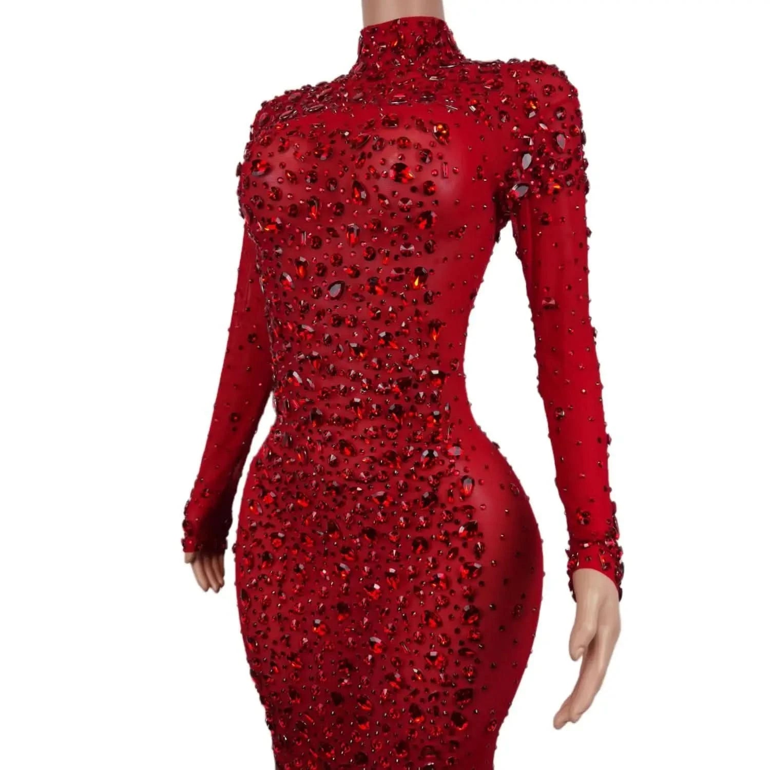 Sexy Party Banquet Evening Dresses Women Sparkly Rhinestone Long Dress Nightclub Singer Stage Costume Festival Clothing Cuixing - M & M Global