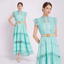 JAMERARY Designer New Summer Holiday White Embroidery Cotton Long Dress Women Sleeveless Midi Prom Evening Dresses Party Robe - M & M Global