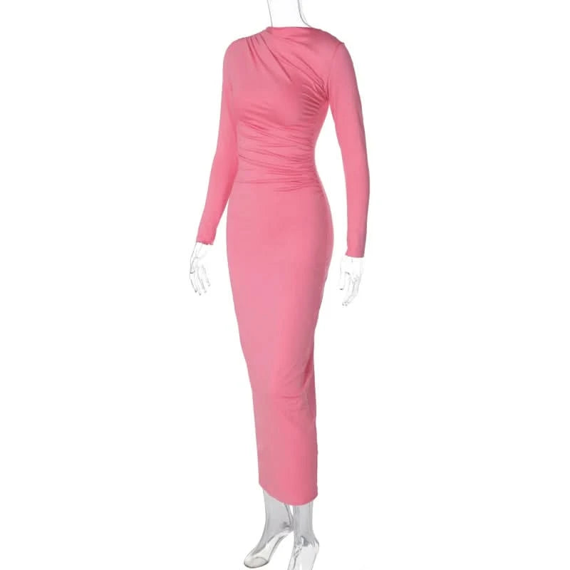 Hawthaw Women 2024 Spring Autumn Long Sleeve Party Club Evening Streetwear Bodycon Long Dress Wholesale Items For Business D3A14 - M & M Global