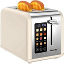 2 Slice Toaster Touch Screen 1.5" Wide Slot, Stainless Steel Smart Bread Toaster for Bagel Muffin Waffle Gluten Free Breads, Tim - M & M Global