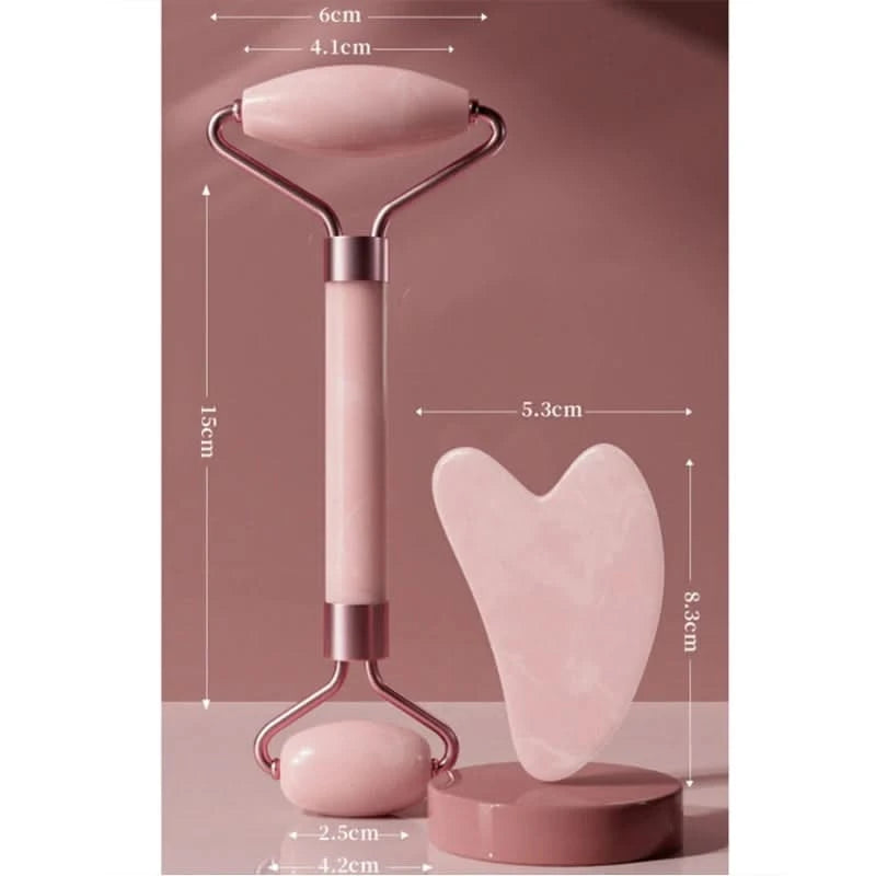 Face And Neck Massager Roller and Guasha Board Resin Non-rose Crystal Jade Roller Beauty Double-ended Massage Skincare Tools - M & M Global