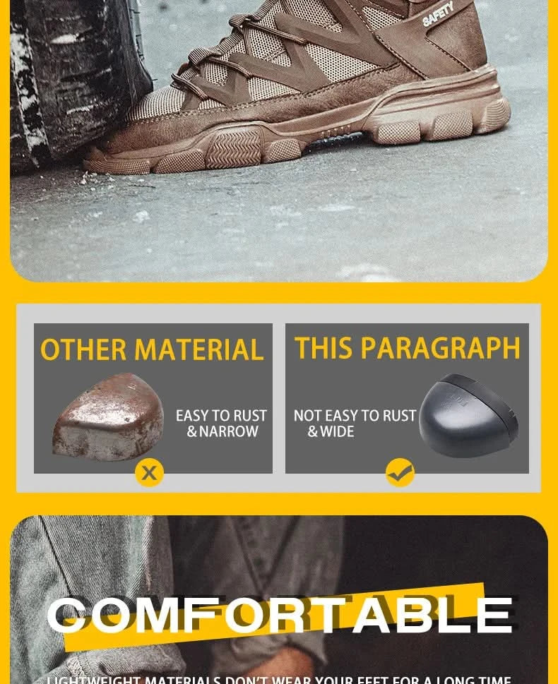 Composite Toe Work Boots Mens Puncture-Proof Midsole Non-Slip Breathable & Comfort Fit for Warehouse Use Anti-smash Work Boots