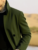 Winter Essential Trench! Men's Woolen Coat With Lined Early Autumn Classic Trench Style, Solid Jacket, Travel Ready!