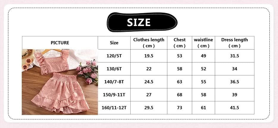 Girls' Clothing Set 5-12T Tri-Color Optional Flying Sleeve Square Collar Vest Top + Lace Skirts  Children Girls Baby Clothes Set - M & M Global