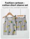 Summer CHILDREN'S Cotton Vest Set Cute Pineapple Boys and Girls Sports Casual Clothes - M & M Global