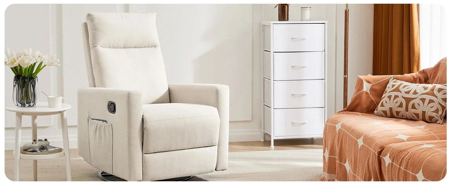 JHK Rotating Rocking Chair Recliner With Oversized Foot Swivel Rocking Rocker Recliner Glider Nursery Chair for Living Room