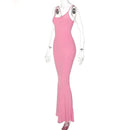 Slim Black Knitted LONG Dress Summer Solid Women Dress Ultimate Waist To Hip Ratio Sling Dress blue sexy pink casual outfit - M & M Global