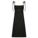 Fashion Strappy Ruched Sexy Black Dress Irregular Elegant Backless Long Dress Party Summer Dresses Women Clothes Vintage Dress - M & M Global