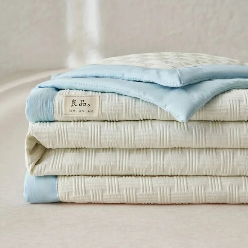 Single Bed/Queen Bed/King Bed Good Quality Jacquard Craftsmanship Soybean Fiber Summer Quilt - M & M Global