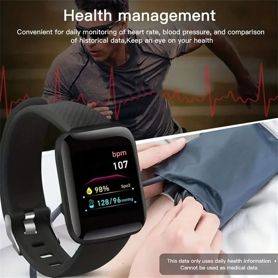 Multifunction Smart Watch For Men Women Kids Message Remind Music Control Sport Step Calories D13 Smartwatch Alarm Clock 116Plus - M & M Global