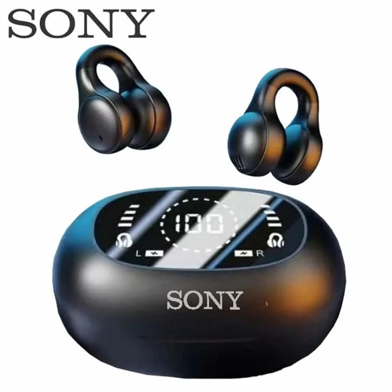 Original Sony Wireless Earbuds Clip Ear Bluetooth Headset Charging Earphones Power Display Headphones for IPhone Sport With Mic