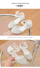 Rhinestones Princess Party Shoes Shiny Crystal Bow White Children High Heels Girls Sandals Summer Kids Student Performance Shoes - M & M Global
