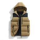 Men Autumn Thicken Cotton Sleeveless Vests Jacket Coat Mens Winter Warm Detachable Hat Outwear Waistcoat Hooded Vest Jacket Male
