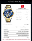 OLEVS Luxury Brand Men's Watches Luminous Waterproof Fully Automatic Mechanical Watch Starry Sky Dial Moon Phase Hollow Out - M & M Global