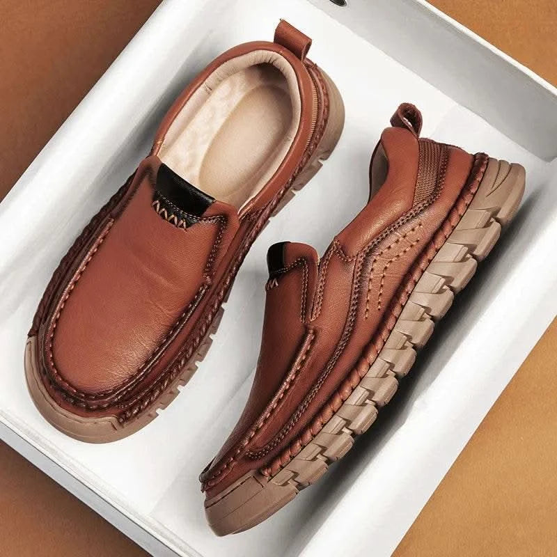 2024 Retro Loafer Genuine Split Leather Classic Shoes Sewing Comfortable Men Casual Slip-on Club Party Shoe Spring Summer - M & M Global