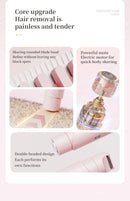 Women's 2-in-1 Dual-Head Electric Razor Painless Bikini Trimmer Wet/Dry Use Detachable Head for Ladies Pubic Hair Shaver