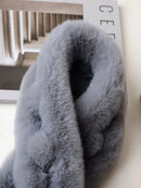 1pc Plush Cross Scarf Faux Rabbit Fur Thickened Plush Ball Thermal Scarf Thick Winter Women Neck Warmer Collar Neckerchief