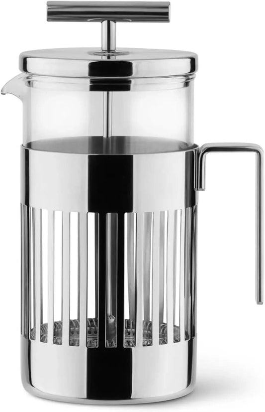 9094/8 - Design Press Filter Coffee Maker, 18/10 Stainless Steel, Mirror Polished and Glass, 8 Cups,Silver - M & M Global