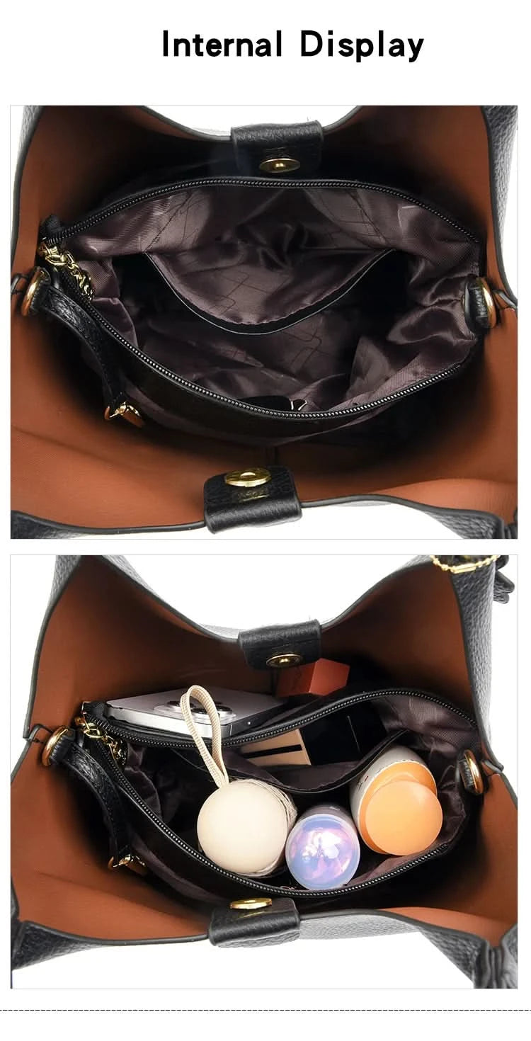Soft Leather Handbags for Women Vintage Shoulder Bag Luxury Designer Ladies Large Capacity Bags Sac A Main - M & M Global