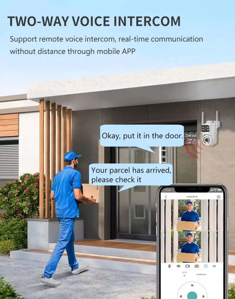 6MP WiFi Camera PTZ Dual Screens Auto Tracking Night Vision CCTV Surveillance Camera Outdoor 4MP Security IP Camera icsee - M & M Global