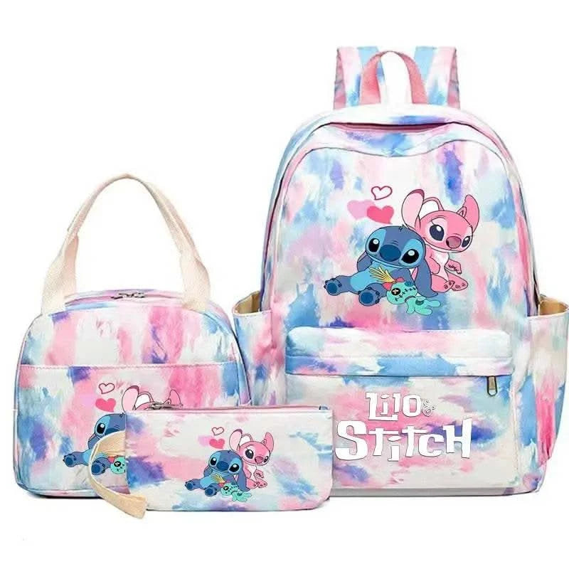 3Pcs Lilo Stitch Colorful Backpack Set With Tote and Pouch Large Capacity Lightweight And Breathable Outdoor Knapsack - M & M Global