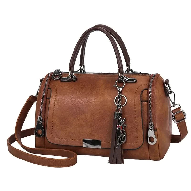 Yogodlns Tassel Decor Handbag, Women's Large Capacity Shoulder Bag, Fashion Zipper Crossbody Bag With Removable Strap - M & M Global
