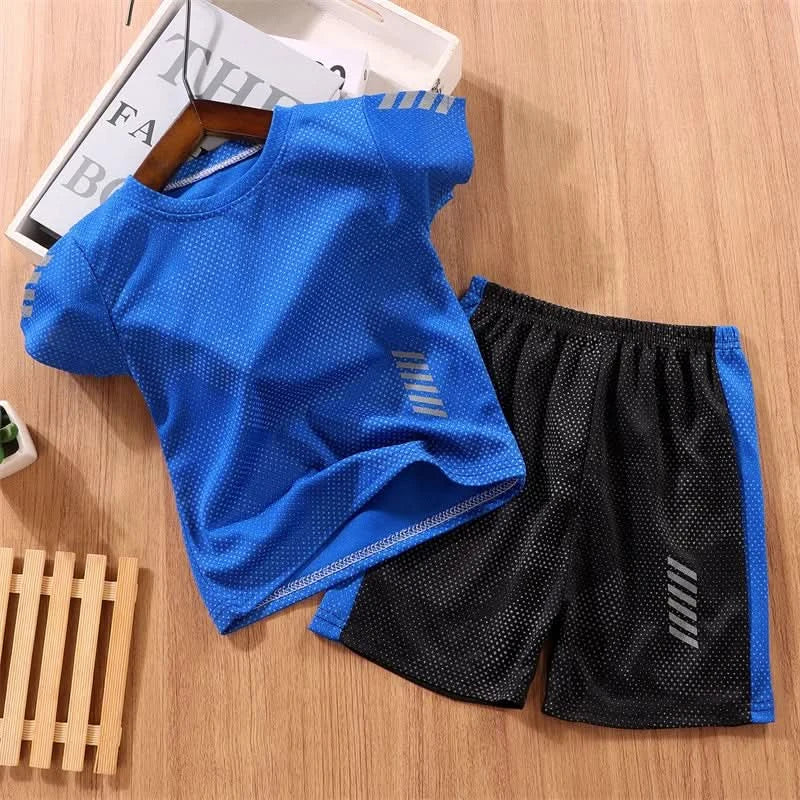 Boy Girl Sports Set Summer Teenager Clothing Suit New Children T-shirt+Shorts 2Pcs Outfits Baby Kids Breathable Sport Sets 2-14Y - M & M Global