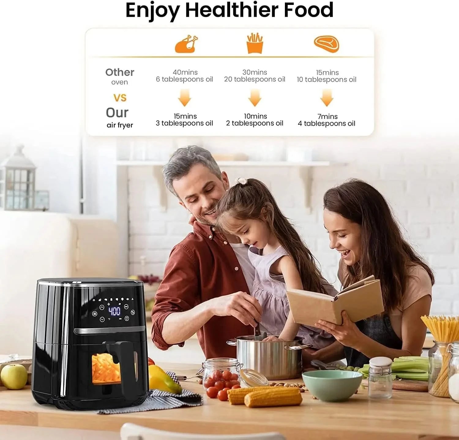 Adoolla Air Fryer Oven 5 Qt Large Oil Free Touch Screen 1500W Mini Oven Combo with 7 Accessories, One-Touch Digital Controls, No - M & M Global