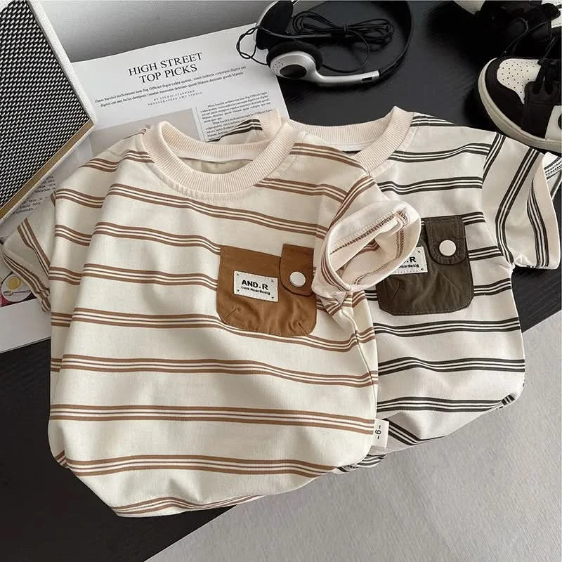 Fashion Summer Kids Baby Boys Striped Clothing Suits Short Sleeve T-Shirt+Shorts Casual Clothes Outfit Girls Clothes 2PCS/Set - M & M Global