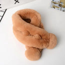 1pc Plush Cross Scarf Faux Rabbit Fur Thickened Plush Ball Thermal Scarf Thick Winter Women Neck Warmer Collar Neckerchief