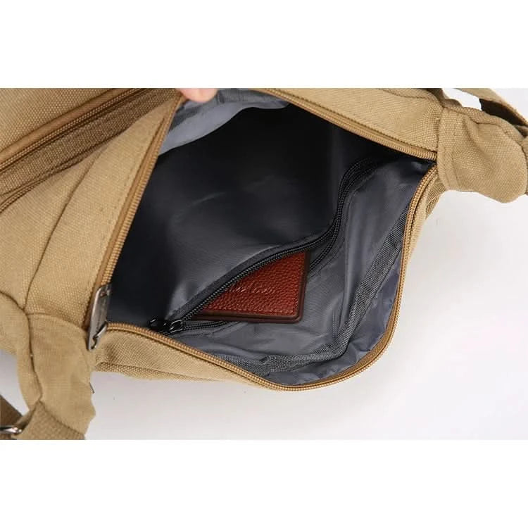 Men's Multi Pocket Casual Shoulder Bag - Adjustable Shoulder Strap, Zipper Closure, Ideal for Daily Commuting - M & M Global