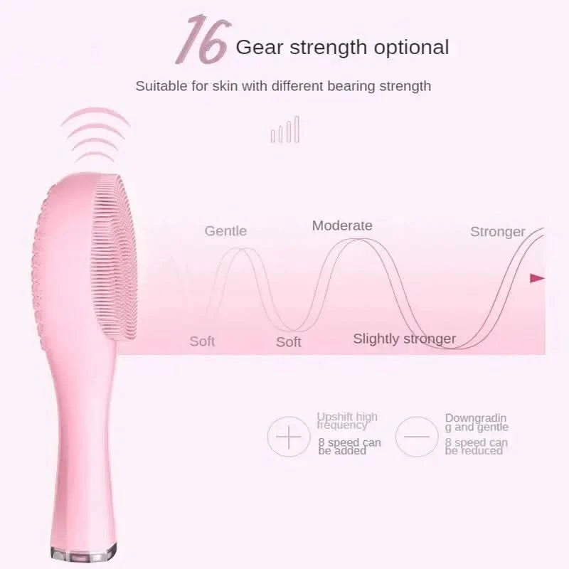 Electric Facial Cleansing Brush Deep Pore Cleaning Sonic Vibration Waterproof Acne Blackhead Remover Pore Cleaner Silicone - M & M Global