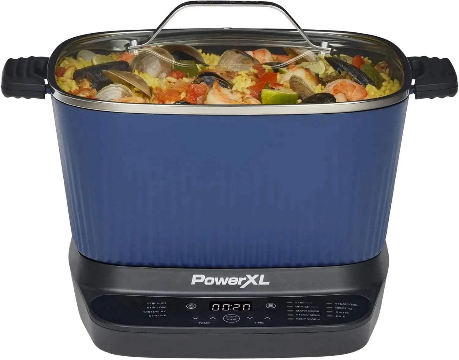 STIRMAX Midnight Blue 7.5 Quart Digital Multi-Cooker with Automatic Paddle to Stir and Shred, 9 in 1 programmable presets to Sau - M & M Global