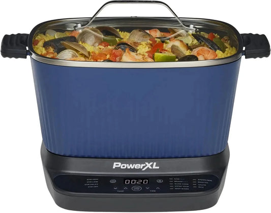 STIRMAX Midnight Blue 7.5 Quart Digital Multi-Cooker with Automatic Paddle to Stir and Shred, 9 in 1 programmable presets to Sau - M & M Global