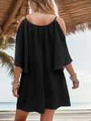 Plus Size 1XL-5XL Women Summer Casual Solid Color Dress Elegant Off Shoulder Dress Women Relaxed Fit Cute Dress - M & M Global