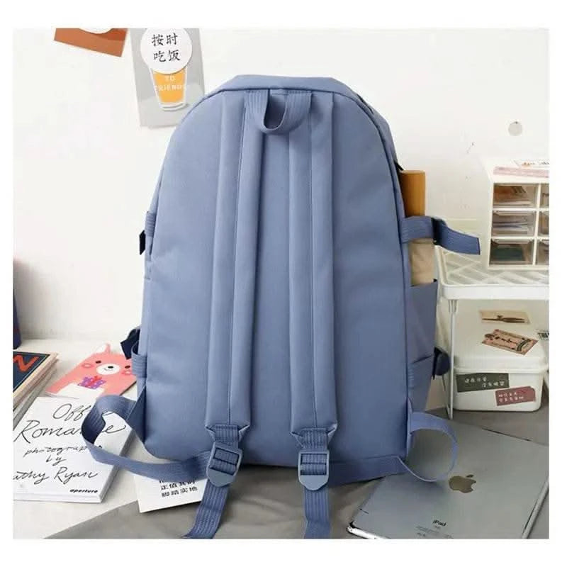 5PCS Kit Backpack Female Fashion Lady High Capacity Waterproof College Trendy Girls Laptop School Bags Cute Girl Travel Book Bag - M & M Global
