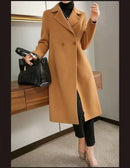Plus Size Women's Mid-Length Woolen Coat 2025 Spring Autumn Slim Fit Woolen Coat Outerwear Pure Color Korean Casual Style But...