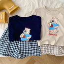 Popular Design Baby Boys T-shirt Suit Summer Clothes Cartoon Fashion Toddler Plaid Shorts Short Sleeve Set Children's Wear 6m-6y - M & M Global