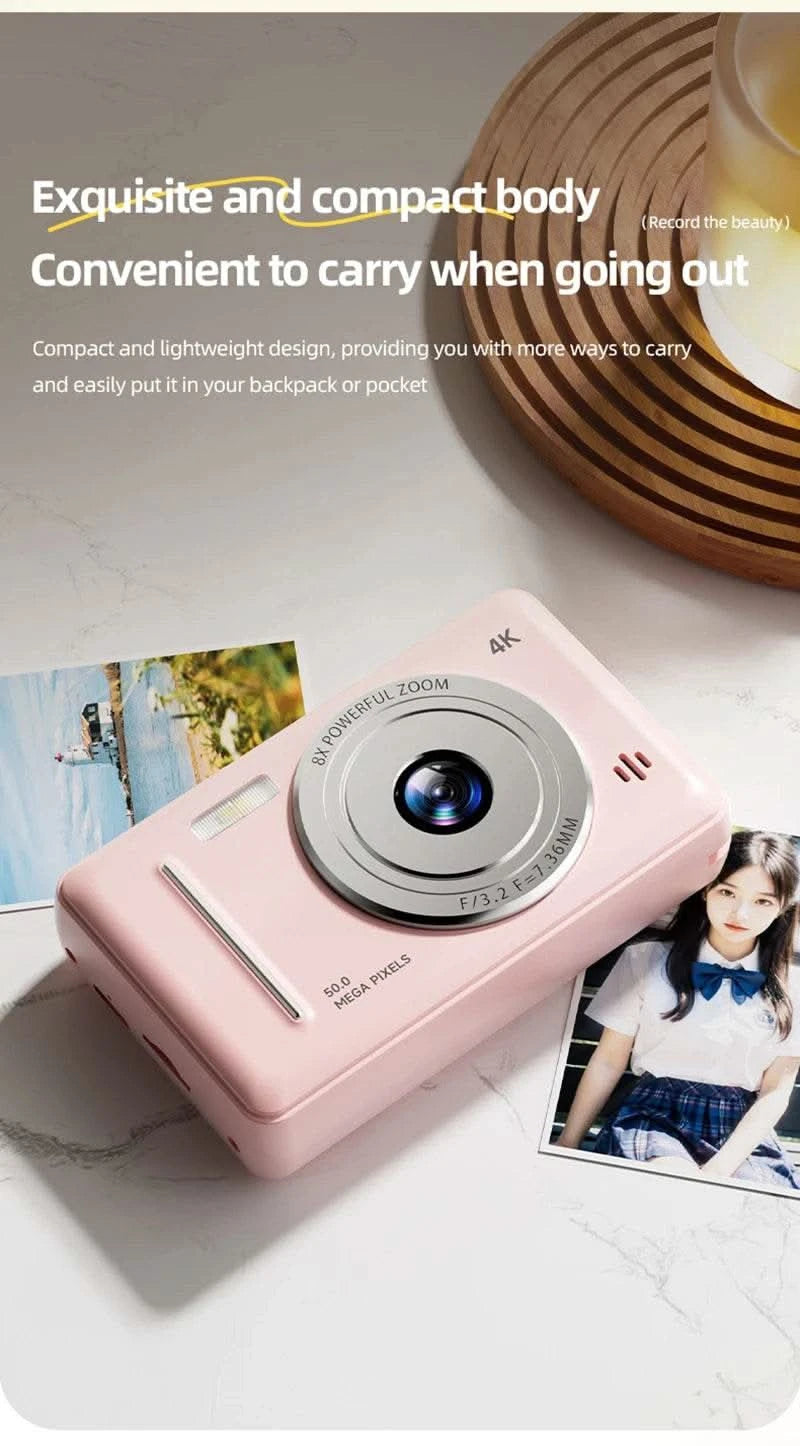 4K Digital Camera 5000W Pixel Retro CCD Portable Card Camera Entry-level Camera Dual Camera Flash 50 Million Pixels Auto Focus - M & M Global